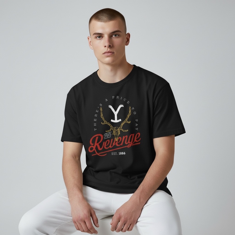 Yellowstone Revenge Skull/Unisex Adult T Shirt/Size: Small - Picture 8 of 9